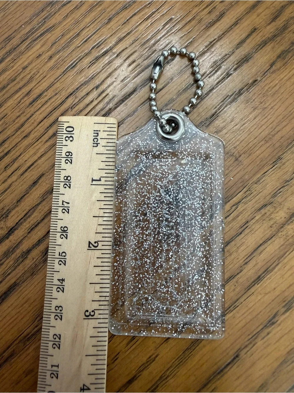 RARE XL Coach Poppy Acrylic Glitter Hang Tag Charm Y2K